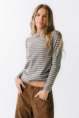 Makayla Shirt In Striped Blue - Final Sale