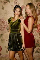 Liora Velvet Mini Dress in Green - FINAL SALE
