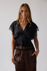 Chelsea Satin Blouse in Black - FINAL SALE