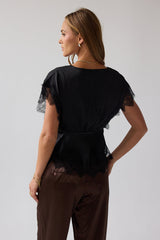 Chelsea Satin Blouse In Black - Final Sale