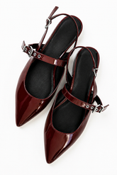 Aire Slingback Flats in Burgundy - FINAL SALE