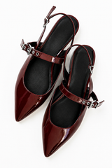 Aire Slingback Flats in Burgundy - FINAL SALE