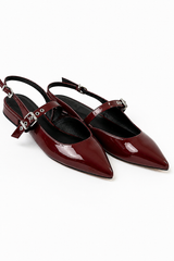 Aire Slingback Flats In Burgundy - Final Sale