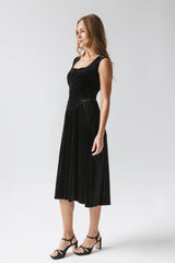 May Velvet Midi Dress In Black - Final Sale