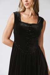May Velvet Midi Dress In Black - Final Sale