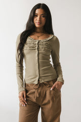 Mattie Ruffle Top in Olive - FINAL SALE