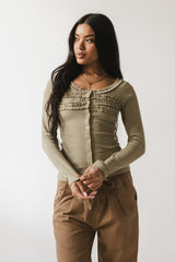 Mattie Ruffle Top In Olive - Final Sale