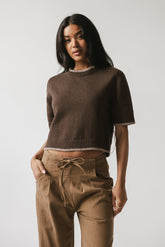 Rumple Contrast Top in Brown - FINAL SALE