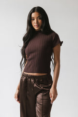 Amara Ribbed Top in Brown - FINAL SALE