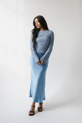 Tory Satin Maxi Skirt in Blue - FINAL SALE