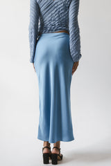 Tory Satin Maxi Skirt In Blue - Final Sale