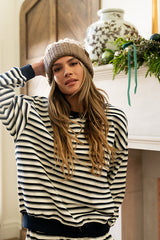 Taya Striped Sweater In Navy - Final Sale