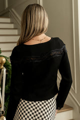 Kandice Waffle Knit Top In Black - Final Sale