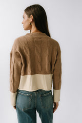 Beckham Cable Knit Sweater In Mocha - Final Sale