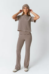 Jannet Striped Top In Brown - Final Sale