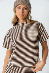 Jannet Striped Top In Brown - Final Sale