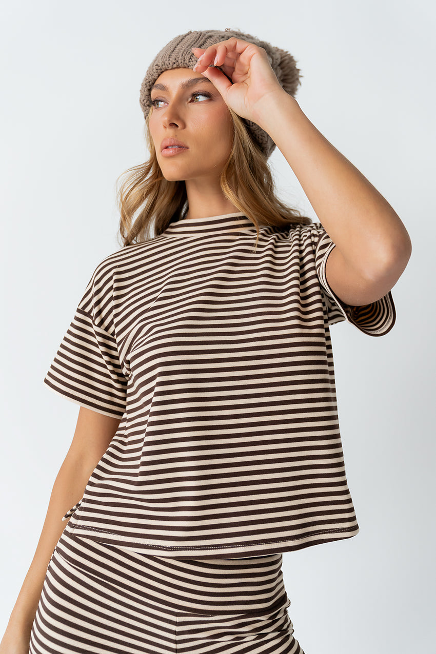 Jannet Striped Top in Brown - FINAL SALE