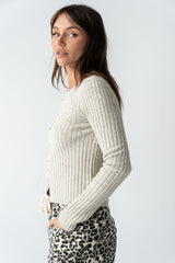 Hellen Knit Cardigan In Oatmeal - Final Sale
