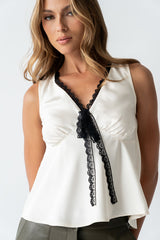 Kendall Satin Top In Cream - Final Sale