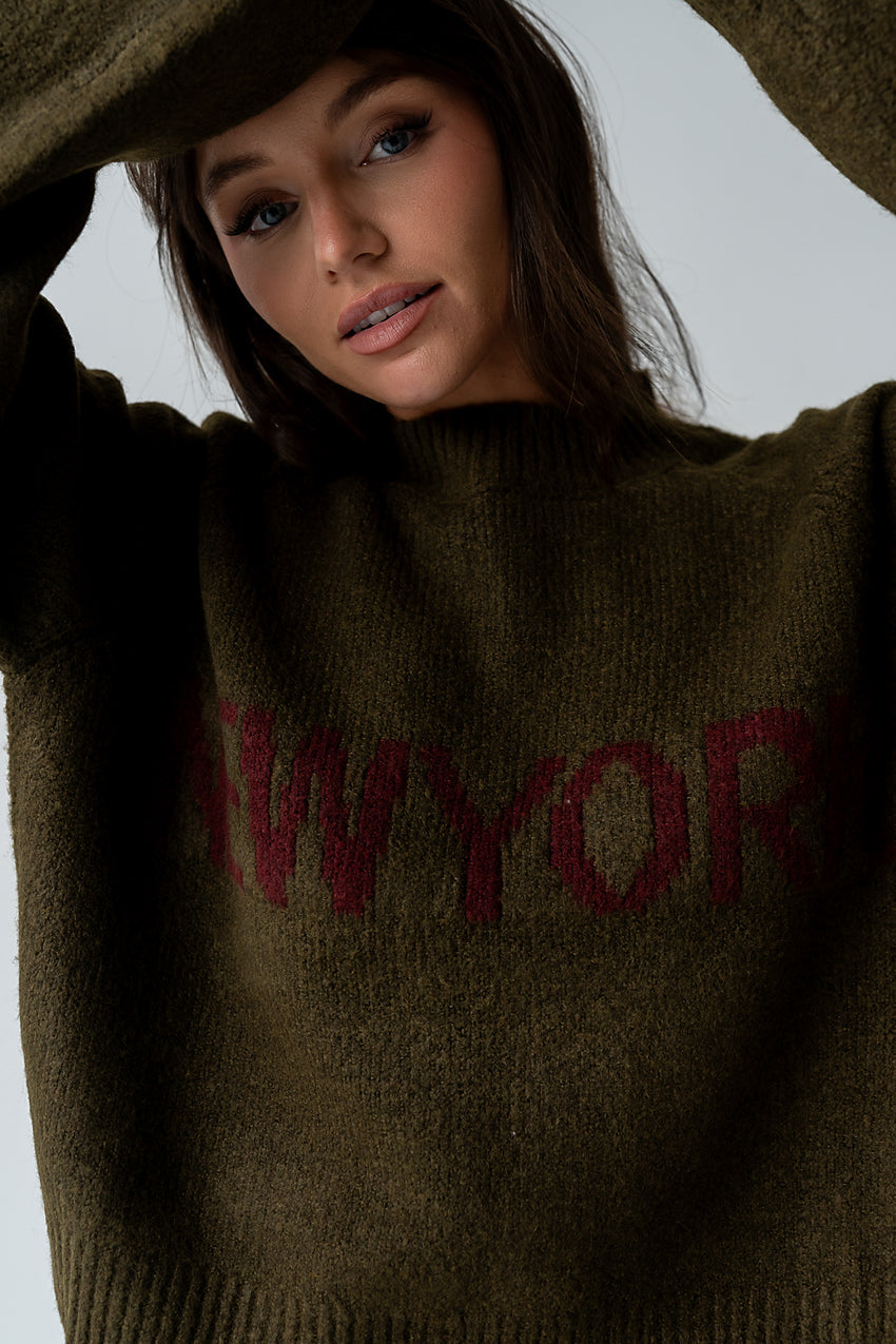 Suzie Graphic Sweater in Olive - FINAL SALE