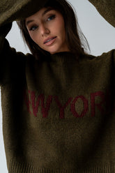 Suzie Graphic Sweater in Olive - FINAL SALE