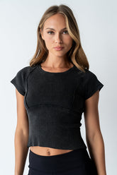 Millie Reverse Seam Top in Black - FINAL SALE