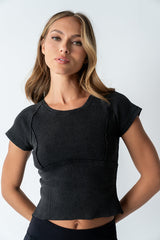 Millie Reverse Seam Top In Black - Final Sale
