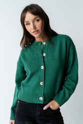Kasen Knit Cardigan in Green - FINAL SALE