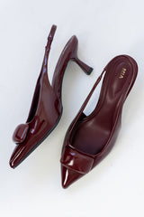 Nena Slingback Heels In Burgundy - Final Sale