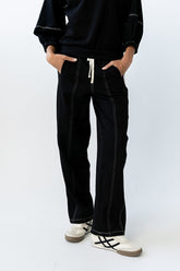 Malinda Mixed Media Baggy Pants in Black - FINAL SALE
