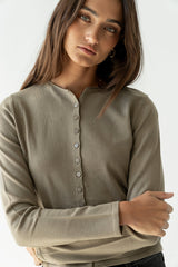 Maddy Button Up Cardigan in Olive - FINAL SALE