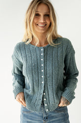 Katira Button Up Sweater in Blue