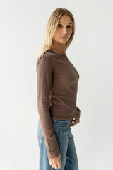 Janie Knit Top In Brown - Final Sale