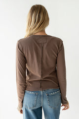 Janie Knit Top In Brown - Final Sale