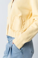 Tacie Knit Cardigan In Butter Yellow - Final Sale