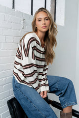 Mariah Striped Cardigan in Ivory - FINAL SALE