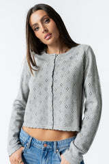 Kandy Scalloped Sweater in Grey - FINAL SALE