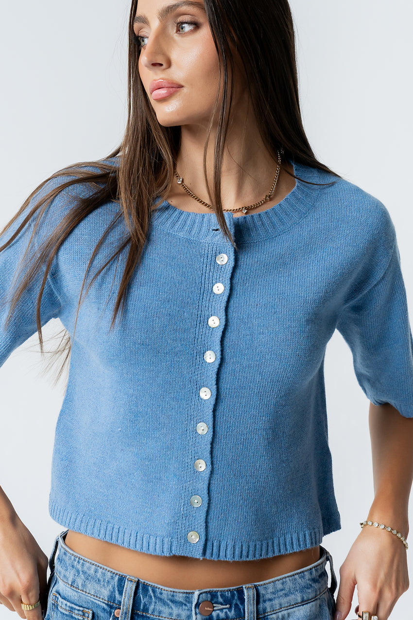 Macey Knit Sweater in Blue - FINAL SALE