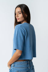Macey Knit Sweater In Blue - Final Sale