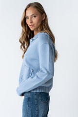 Tacie Knit Cardigan In Dusty Blue - Final Sale