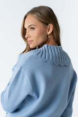 Tacie Knit Cardigan In Dusty Blue - Final Sale