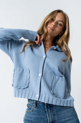 Tacie Knit Cardigan in Dusty Blue - FINAL SALE