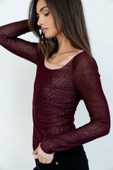 Lex Layered Mesh Top In Purple - Final Sale