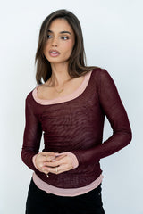 Lex Layered Mesh Top in Purple - FINAL SALE