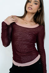 Lex Layered Mesh Top In Purple - Final Sale
