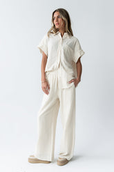 Belen Striped Wide Leg Pants in Taupe - FINAL SALE