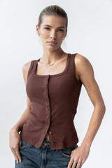 Apollo Knit Tank Top In Brown - Final Sale