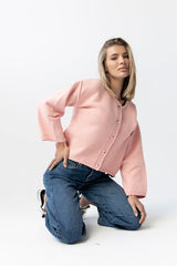 Carlie Knit Cardigan In Pink - Final Sale