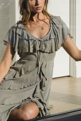 Kora Ruffle Maxi Dress in Olive - FINAL SALE