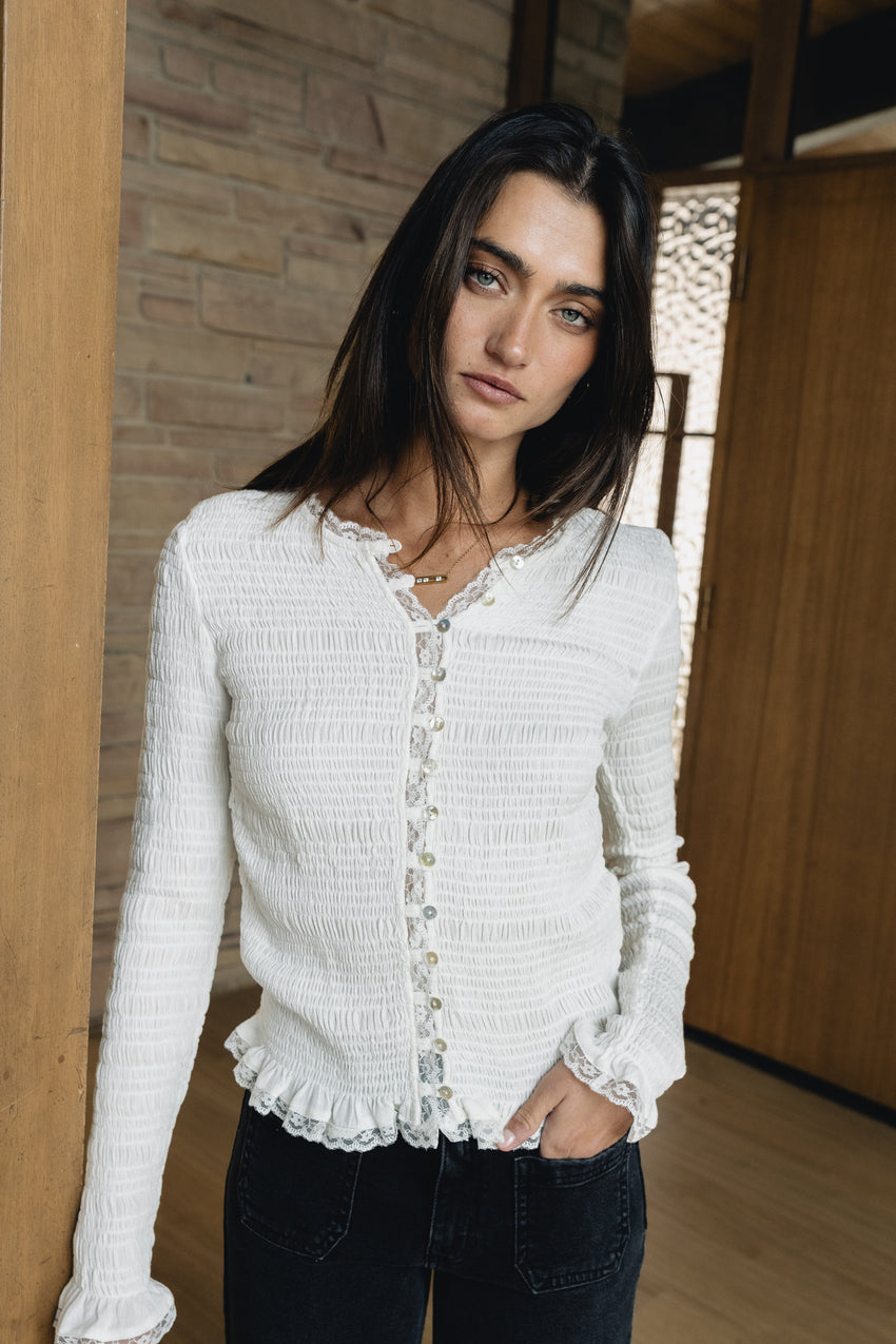 Warren Smocked Blouse in Ivory - FINAL SALE